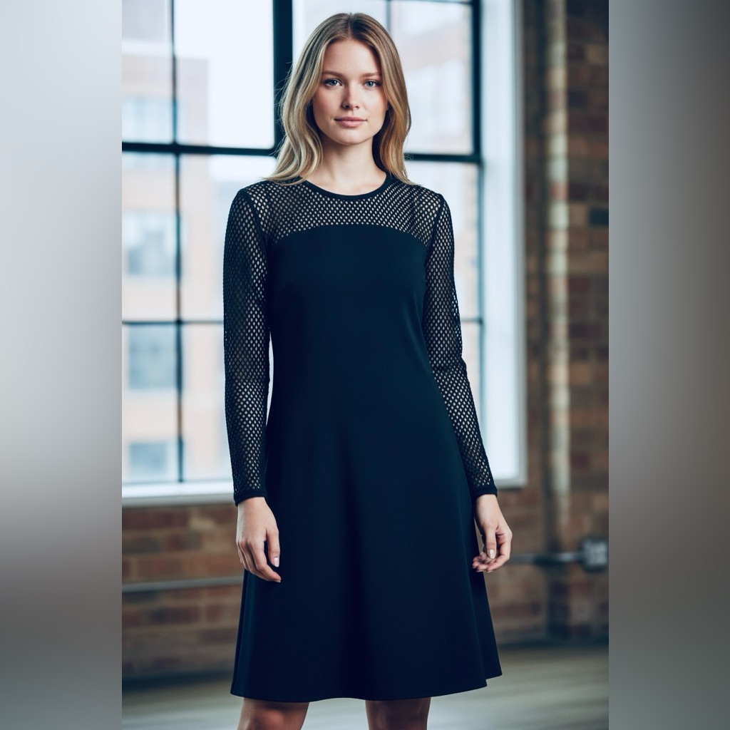 Akris Punto New Long Sleeve Sheath Dress In Navy Blue Size Us 12